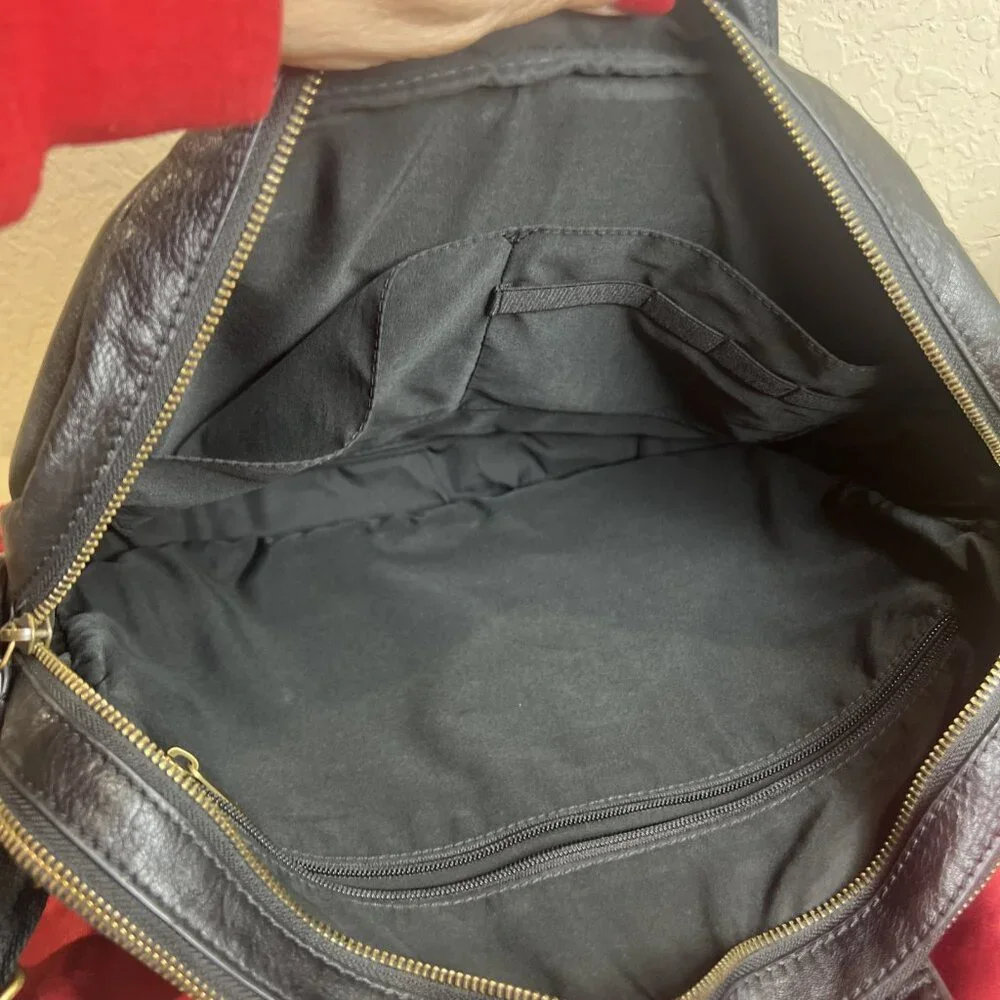 Fossil Haskell Double Zip Unisex Laptop Classic Black Work Bag Business Travel